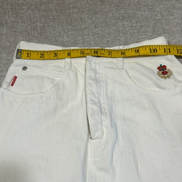 Vintage | Jeanjer Jeans | Diffusion Mini Skirt | White Denim | Size 3/4 - Picture 12 of 15